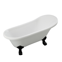 WANNA WOLNOSTOJĄCA ISABEL AKRYLOWA RETRO 150 X 75 CM BIAŁA, NOGI CZARNE