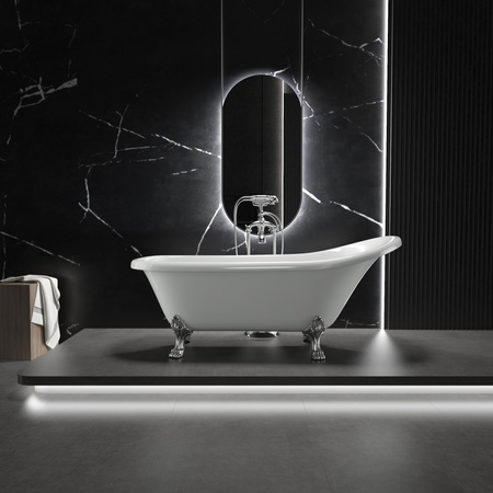 WANNA WOLNOSTOJĄCA ISABEL AKRYLOWA RETRO 150 X 75 CM BIAŁA