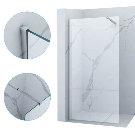 ŚCIANKA PRYSZNICOWA WALK-IN 100x200 TRANSPARENT CHROM
