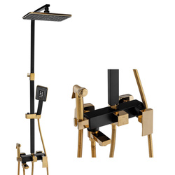 ZESTAW PRYSZNICOWY NATRYSKOWY NATYNKOWY CUBO S-1067BG-TW CZARNY/ZŁOTY