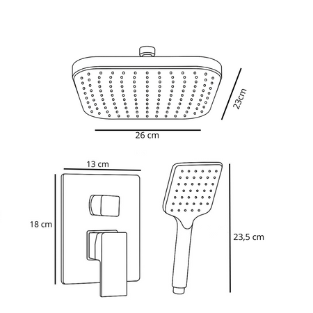 ZESTAW NATRYSKOWY PODTYNKOWY BASILIO S-1103 V4 CHROM
