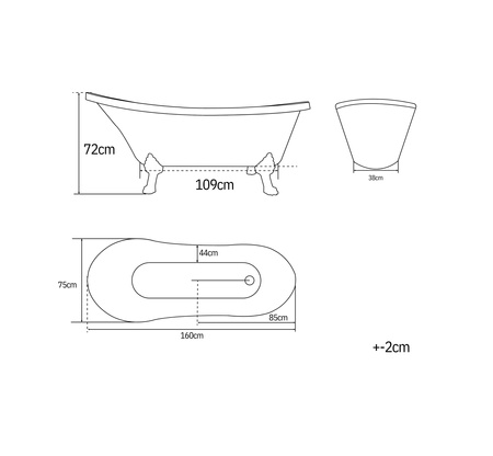 WANNA WOLNOSTOJĄCA ISABEL AKRYLOWA RETRO 160 X 75 CM BIAŁA