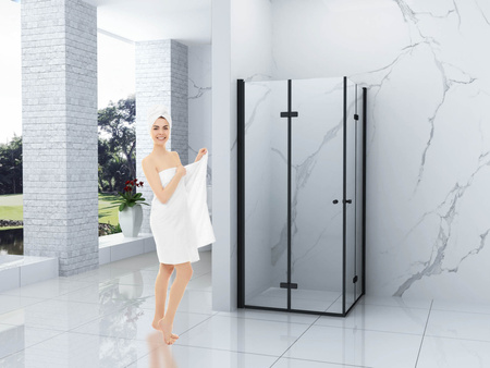 KABINA PRYSZNICOWA BAXLER KWADRATOWA TRANSPARENTNA - 100X100X190 CZARNA