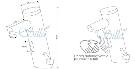 BATERIA UMYWALKOWA BEZDOTYKOWA Z SENSOREM S-1016 CHROM