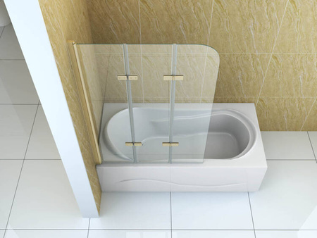 PARAWAN NAWANNOWY MARION 3-SKRZYDŁOWY 120X140 RUCHOMY ZŁOTY SZCZOTKOWANY