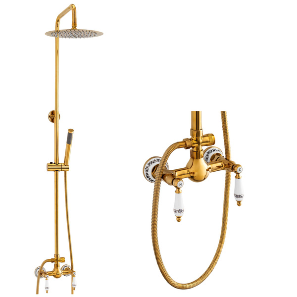 ZESTAW PRYSZNICOWY NATRYSKOWY NATYNKOWY RETRO PALOMA S-1198G ZŁOTO