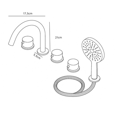 BATERIA WANNOWA 5-OTWOROWA S-1216G ZŁOTA