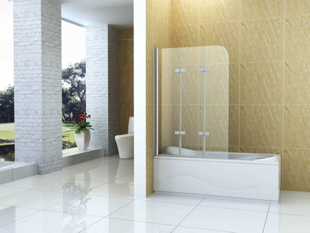 PARAWAN NAWANNOWY MARION 3-SKRZYDŁOWY 120X140 RUCHOMY CHROM