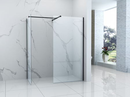 ŚCIANKA PRYSZNICOWA PALMER WALK-IN DOUBLE 2-CZĘŚCIOWA 80x200 110x200 TRANSPARENT CZARNA