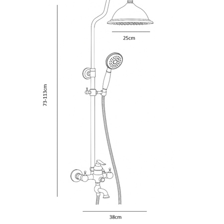 ZESTAW PRYSZNICOWY NATRYSKOWY NATYNKOWY RETRO MATILDA S-1201B CZARNY