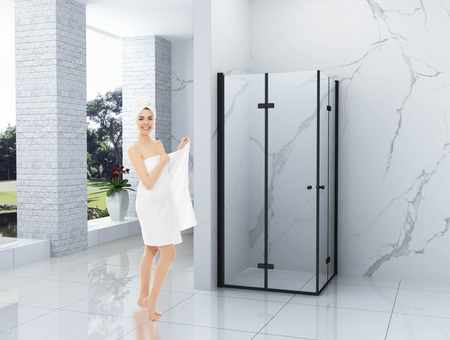 KABINA PRYSZNICOWA BAXLER KWADRATOWA TRANSPARENTNA - 80X80X190 CZARNA