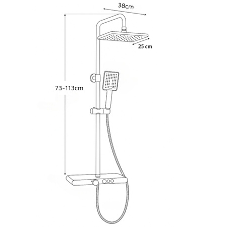 ZESTAW PRYSZNICOWY NATRYSKOWY NATYNKOWY ELENA S-1207BC CZARNY/CHROM