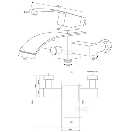 BATERIA WANNOWA CASCADE ŚCIENNA S-1007G ZŁOTA