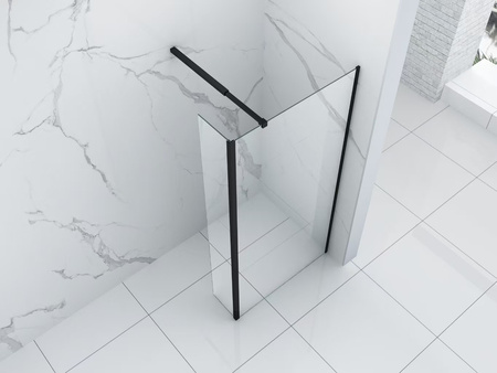 ŚCIANKA PRYSZNICOWA WALK-IN 2-CZĘŚCIOWA 90x30x200 TRANSPARENT CZARNA