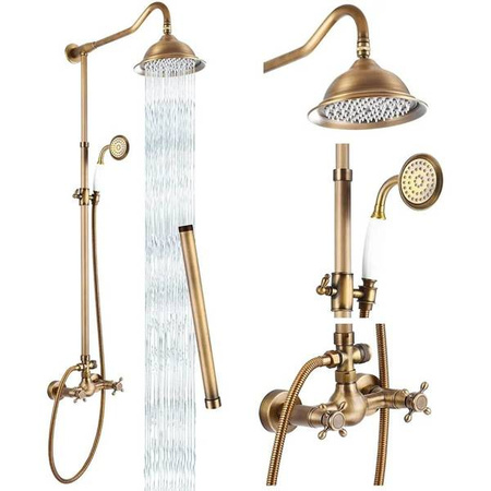 ZESTAW PRYSZNICOWY RETRO CAMILLA NATRYSKOWY NATYNKOWY S-1158V STARE ZŁOTO