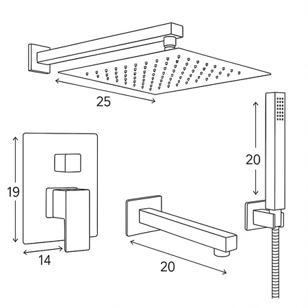 ZESTAW PRYSZNICOWY PODTYNKOWY Z WYLEWKĄ S-1193 CHROM