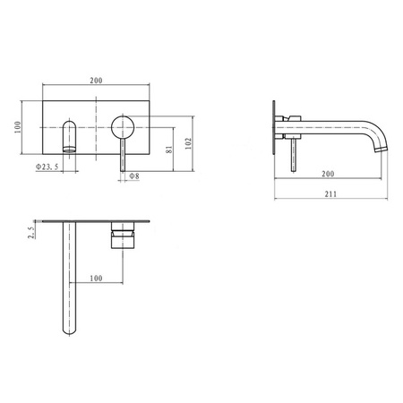 BATERIA UMYWALKOWA ROSA PODTYNKOWA S-1077 CHROM