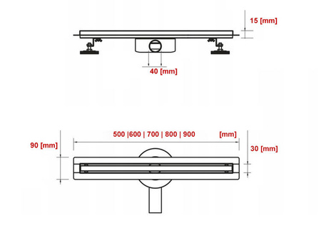 Odpływ Liniowy exclusive SLIM - 500mm CZARNY