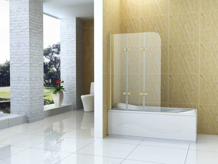 PARAWAN NAWANNOWY MARION 3-SKRZYDŁOWY 120X140 RUCHOMY ZŁOTY SZCZOTKOWANY