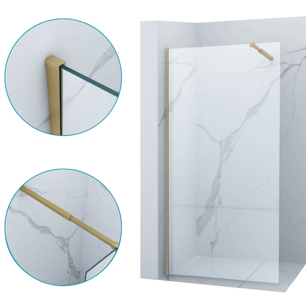 ŚCIANKA PRYSZNICOWA WALK-IN 90x200 TRANSPARENT ZŁOTA