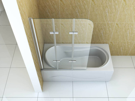 PARAWAN NAWANNOWY MARION 3-SKRZYDŁOWY 120X140 RUCHOMY CHROM