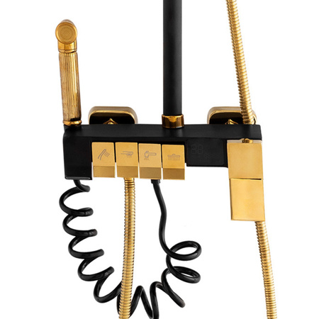 ZESTAW PRYSZNICOWY NATYNKOWY CLARA S-1195BG CZARNY/ZŁOTY