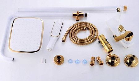 ZESTAW PRYSZNICOWY GIO NATRYSKOWY NATYNKOWY S-1157 BIAŁY / ZŁOTY