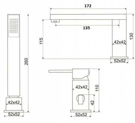 BATERIA WANNOWA CUBO 3-OTWOROWA S-1032 CHROM