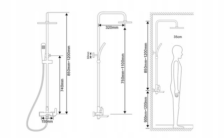 ZESTAW PRYSZNICOWY GIO NATRYSKOWY NATYNKOWY S-1157 BIAŁY / ZŁOTY