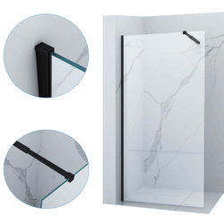 ŚCIANKA PRYSZNICOWA WALK-IN 110x200 TRANSPARENT CZARNA