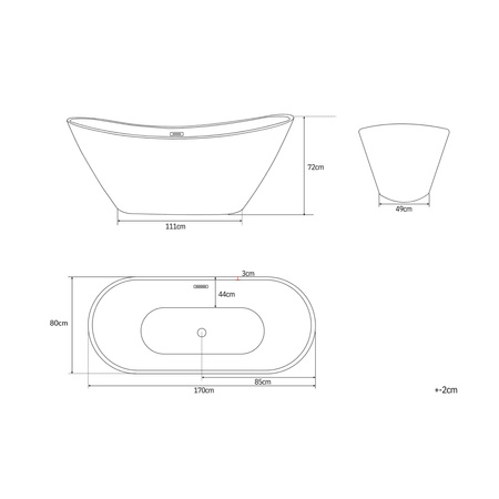WANNA WOLNOSTOJĄCA GRACE AKRYLOWA 170X80X72 BIAŁA