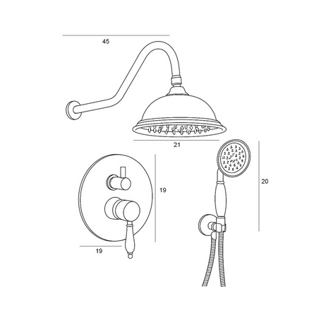 ZESTAW PRYSZNICOWY PODTYNKOWY RETRO S-1174B CZARNY