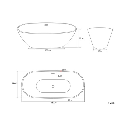 WANNA WOLNOSTOJĄCA SKYLER AKRYLOWA 180X80X58 BIAŁA