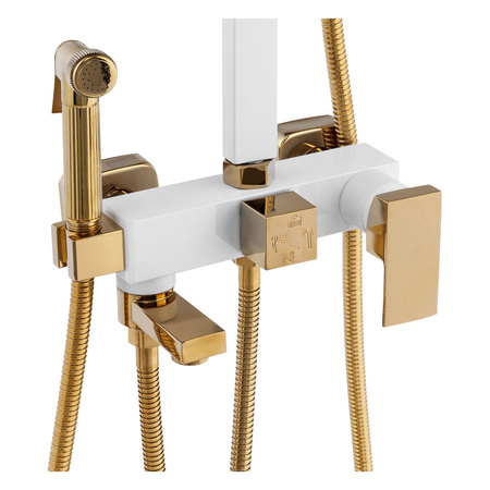 ZESTAW PRYSZNICOWY NATRYSKOWY NATYNKOWY CUBO S-1067WG BIAŁY/ZŁOTY