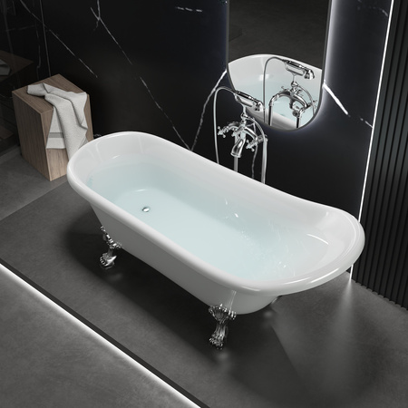 WANNA WOLNOSTOJĄCA ISABEL AKRYLOWA RETRO 150 X 75 CM BIAŁA