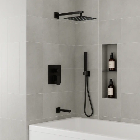 ZESTAW PRYSZNICOWY PODTYNKOWY Z WYLEWKĄ S-1193B CZARNY