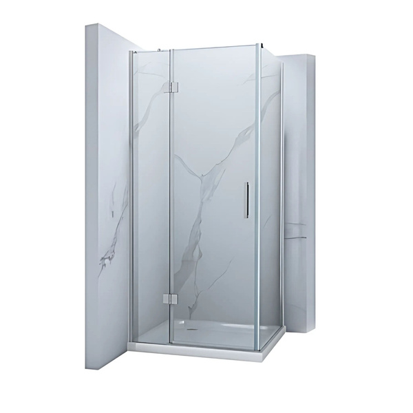 KABINA PRYSZNICOWA WILSON CZARNA Z BRODZIKIEM SLIM KWADRATOWA TRANSPARENTNA - 90X90X190 CHROM
