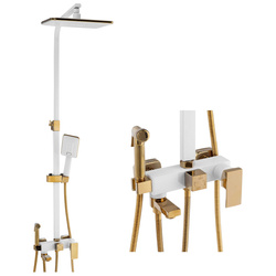 ZESTAW PRYSZNICOWY NATRYSKOWY NATYNKOWY CUBO S-1067WG-TW BIAŁY/ZŁOTY