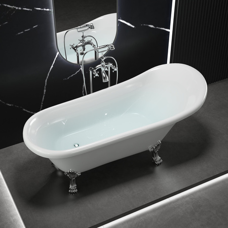 WANNA WOLNOSTOJĄCA ISABEL AKRYLOWA RETRO 160 X 75 CM BIAŁA