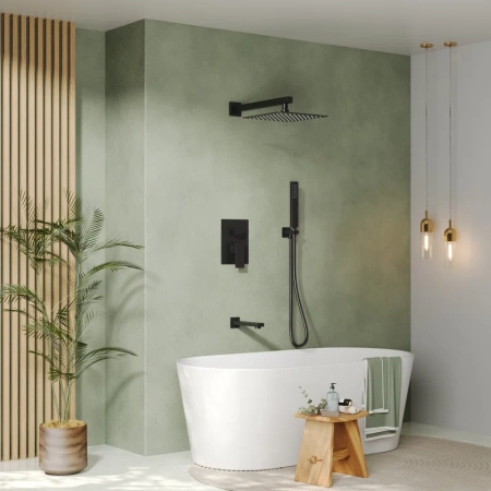 ZESTAW PRYSZNICOWY PODTYNKOWY Z WYLEWKĄ S-1193B CZARNY