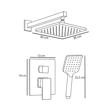 ZESTAW NATRYSKOWY PODTYNKOWY BASILIO S-1103G V2 ZŁOTY