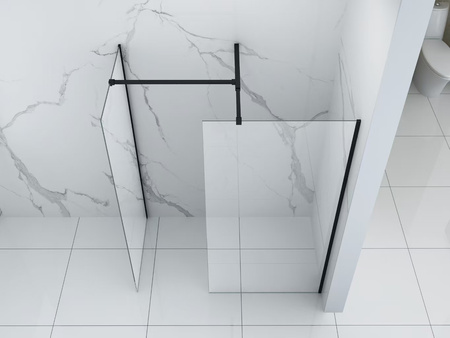 ŚCIANKA PRYSZNICOWA PALMER WALK-IN DOUBLE 2-CZĘŚCIOWA 120x200 70x200 TRANSPARENT CZARNA