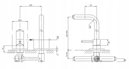 BATERIA UMYWALKOWA ROSA PODTYNKOWA S-1077B CZARNA