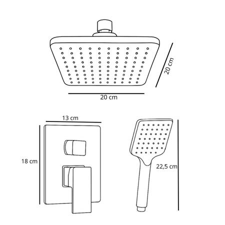 ZESTAW NATRYSKOWY PODTYNKOWY BASILIO S-1103G V3 ZŁOTY